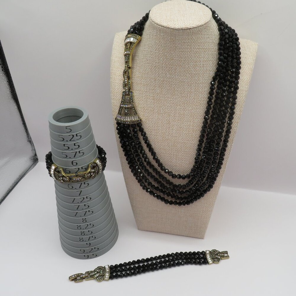 Heidi Daus 3 Piece Art Deco Multi Strand Interchangeable Bracelets Necklace